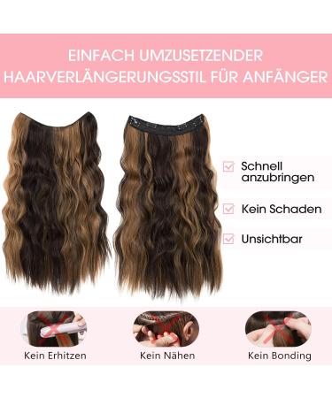 Silk-Co Adjustable Synthetic Hair Extensions with Rubber Band & Clips - 60cm Long Brown Highlights for Women - Buy Online on GoSupps.com