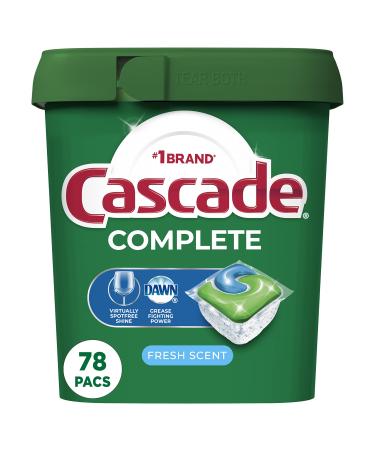 Cascade Complete Dishwasher Pods, Dishwasher tabs, Dish Washing Pods for Dishwasher, Dishwasher tablets, Fresh Scent ActionPacs, 78 Count 78 Count (Pack of 1)