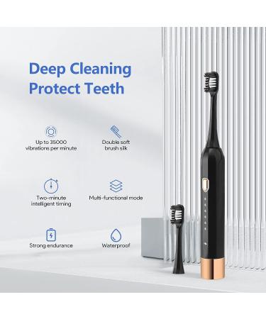 BJJB Adult Electric Toothbrush with 8 Replacement Heads | 60-Day Charge | 6 Modes & 3 Intensity Levels | High Intensity Teeth Cleaning | Hidden Charging | Black - Buy Online on GoSupps.com