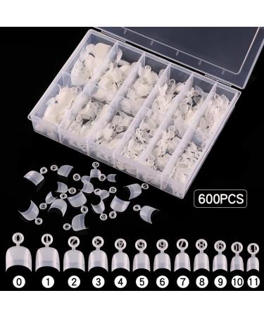 Bodya 600pcs French Nail Tips | Stiletto Acrylic Fake Nails - 12 Sizes for DIY Nail Art | Short Natural Look - Buy Online on GoSupps.com