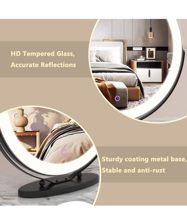 VIEROSE 20-inch Large Vanity Makeup Mirror with Lights | 3 Color Modes & Dimming LED Halo | Touch Control | Black - Buy Online on GoSupps.com