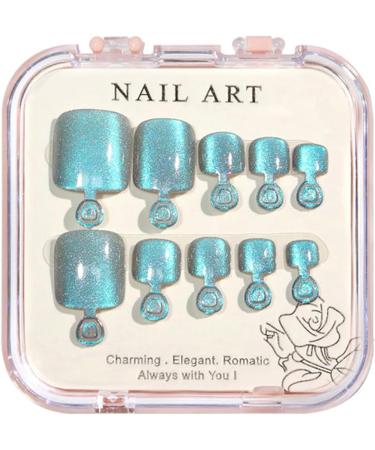 FEIlei Crystal Cat Eye Shining Diamond Foot Nail Patches Handmade Wearing Short Press on Nails for Toes Decoration 5# - Buy Online on GoSupps.com