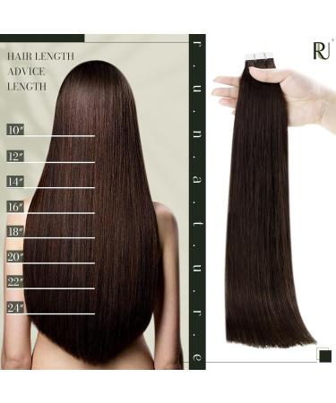 Runature Tape Extensions - Dark Brown Real Hair 25cm 30g 20 Pieces Tape-In Extensions for Short Hair #2 - Buy Online on GoSupps.com