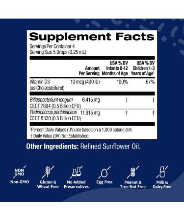 Biostime Baby Vitamin D Drops with Probiotics for Strong Bones - 1 Billion CFU - 400 IU - 4 SVGs - Single Pack - Buy Online on GoSupps.com
