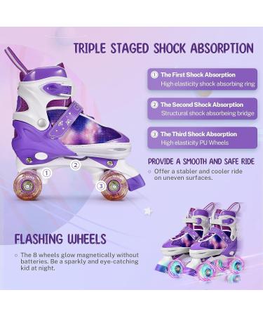 Gonex Roller Skates for Kids Girls Boys Women | Light Up Wheels & Adjustable Sizes | Indoor Outdoor Skates - Purple - Youth Size L (4-7Y/ 9.4-10.4 Inch) - Buy Online on GoSupps.com