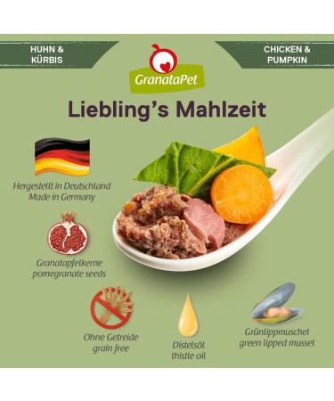 Granatapet Liebling's Meal Chicken & Pumpkin - Grain-Free Wet Dog Food (6 x 400g) - No Sugar Additives Single Feed Healthy Nutrition - Buy Online on GoSupps.com