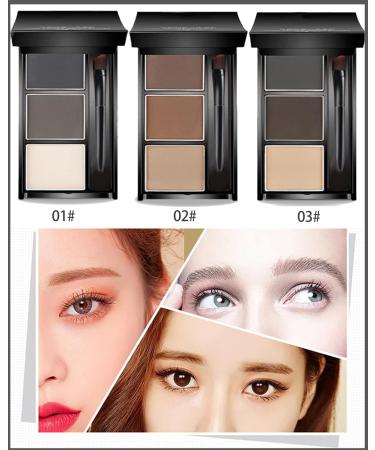 Eyebrow Powder Makeup Kit-3 Colors Eye Brow Tinted Powder Palette Long-Lasting Waterproof Grey Brown Series Brow Filler Fill & Sculpt Full Eyebrows for Women With Mirror Brow Brush-Set 03 - Buy Online on GoSupps.com