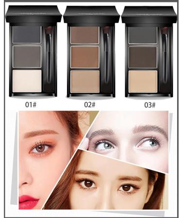 Buy Long-Lasting Eyebrow Powder Makeup Kit - 3 Colors Waterproof Brow Filler & Sculpting Set for Women | Includes Mirror Brush & Razor - Buy Online on GoSupps.com