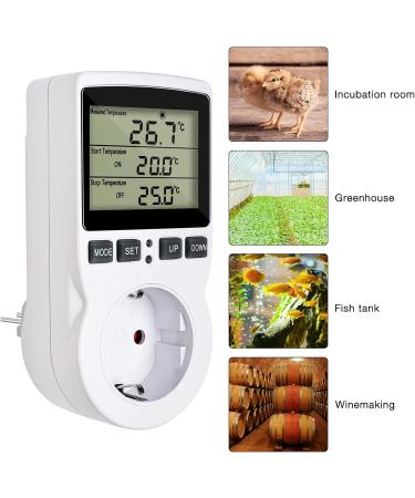 Buy CJBin 230V Temperature Controller Socket - Digital Thermostat with Timer & Probe for Greenhouse Terrarium Aquarium Heating & Cooling - Buy Online on GoSupps.com