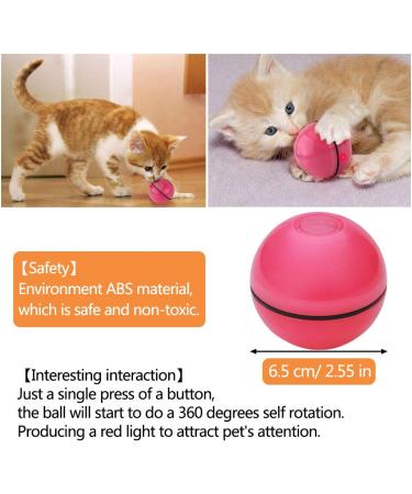 DIWUJI Cat Toys Ball Interactive Automatic Self Rotating Rolling Balls USB Rechargeable LED Light Entertainment Pet Exercise Chaser Toys For Kitten (Pink) - Buy Online on GoSupps.com