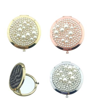 Traziewell Travel Mirror Magnifying Personalised Round Pearly Diamonds Compact Pocket Mirrors for Purse Handbag Personalised Gifts JZ000225 Jz000225 Three Seats