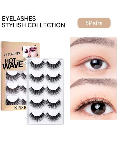 Eyelashes 3D False Eyelashes Waterproof and Fluffy Handmade Eyelashes Natural Look Reusable Natural Eyelashes Cruelty Free 5 Pairs (SD57) - Buy Online on GoSupps.com