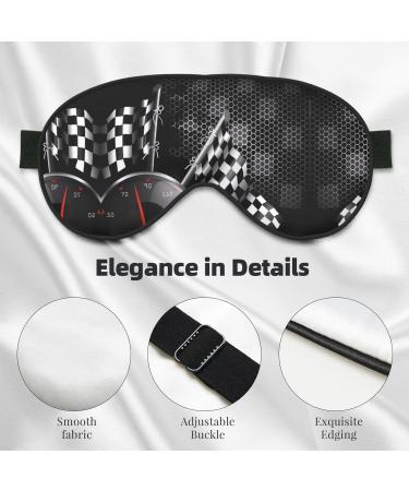 Checkered Flag Racing Eye Mask - Soft & Adjustable | Unisex Black Sleep Mask for Ultimate Comfort - Buy Online on GoSupps.com
