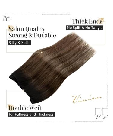Vivien Tress Real Hair Extensions - Brown Balayage Dark Brown with Ash Blonde - 35cm 80g #1B/4/18 for Stunning Hair Transformation - Buy Online on GoSupps.com