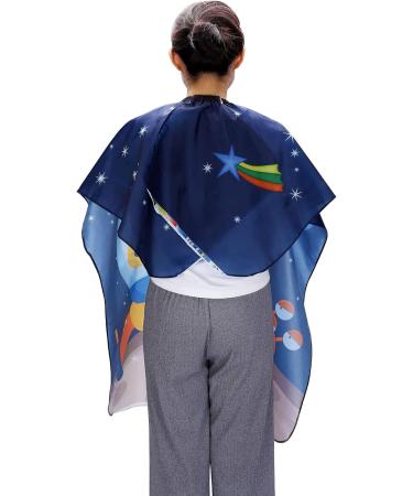 Ccbeauty Waterproof Hairdressing Cap for Kids | Adjustable Children's Hair Cutting Apron | Blue Space Pattern Toddler Hairdresser Slop - Buy Online on GoSupps.com