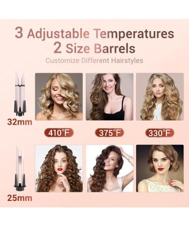 Automatic Curling Iron - Anti-Tangle Hair Curler with 2 Barrel Sizes & 3 Temp Settings for Perfect Waves - Safe Auto-Off & Easy to Use - Buy Online on GoSupps.com