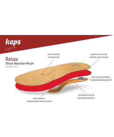 Buy Premium Kaps Relax Orthotic Insoles with Arch Support - Leather & Memory Foam - Size 42 EUR / 9 US for Men - International Shipping Available - Buy Online on GoSupps.com