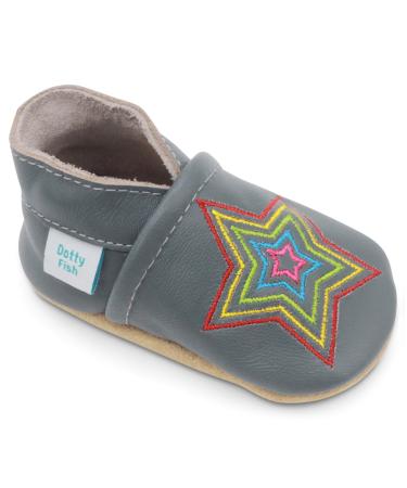 Dotty Fish Soft Leather Baby Shoes. Toddler Shoes for Boys. Non-Slip Suede Soles. 0-6 Months - 4-5 Years 2-3 Years Grey Rainbow Star - Buy Online on GoSupps.com
