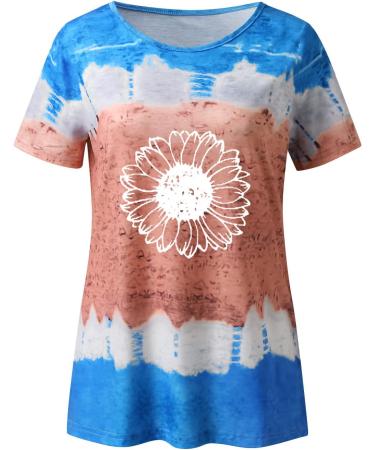 Women's T-Shirt Summer Women's Blouse Short Sleeve Floral Print T-Shirt Clothing Woman Basic Shirt Pullover Crew Neck Clothes T-Shirt Tops Casual Plain Tops Women's Blouse Blue XL - Buy Online on GoSupps.com