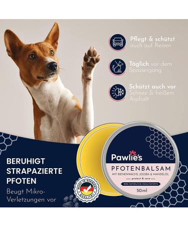 Pawlies Paw Care for Dogs & Cats - Cracked Paw Balm Winter Protection & Healing Cream (50ml) - Buy Online on GoSupps.com