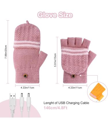 Flintronic USB Heated Gloves - Washable Heating Knit Gloves for Men & Women | Winter Warm Laptop Gloves (Full & Half Hands) - Pink #2 - Buy Online on GoSupps.com
