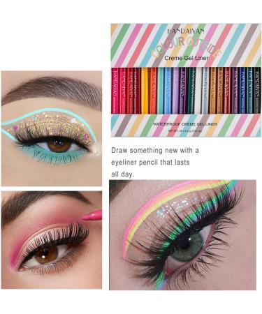 Cemssitu 20 Pieces Colored Eyeliner Set Waterproof Retractable Long Lasting Natural Matte Colorful Eye Pencils for Women Colorful Colorful - Buy Online on GoSupps.com