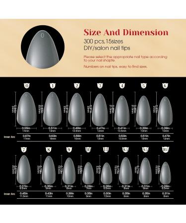 Rosalind Almond Nail Tips - 300 Pack Soft Gel Full Cover Short Matte Pre-Buff Fake Nails | 15 Sizes No-File Design for Easy Application - Buy Online on GoSupps.com