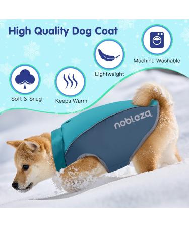 Nobleza Waterproof Reflective Dog Coat with Harness Hole | Blue | L35cm Back | Windproof & Warm Winter Jacket for Small Medium Large Dogs - Buy Online on GoSupps.com