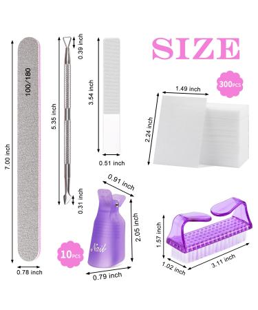 Gel Polish Remover Kit - MORGLES 10pcs Nail Remover Clips, 300pcs Nail Wipe Cotton Pads, Nano Glass Nail File, Cuticle Pusher, Grit 100/180 Nail File, Brushes - Purple - Buy Online on GoSupps.com