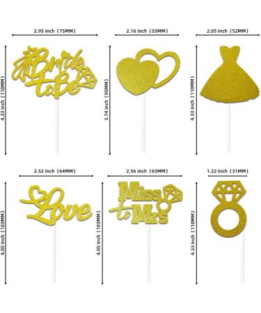 24 Bride to Be Cupcake Toppers - Engagement Wedding and Bachelorette Party Supplies | Love Heart Ring Miss To Mrs Cupcake Picks | Bridal Shower Cake Decorations | Engagement Cake Topper (Gold) A Gold - Buy Online on GoSupps.com