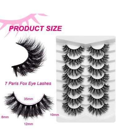 Fluffy False Eyelashes Cat Eye Lashes 7 Pairs D Curl Russian Strip Lashes Natural Look Wispy Lashes Dramatic Faux Mink Lashes Reusable Fake Eyelashes - Buy Online on GoSupps.com