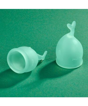 Buy Satisfyer Feel Secure Menstrual Cup - Reusable Silicone Period Cup with Stem - 2 Sizes for All Flows (Dark Green) - Soft & Flexible - Buy Online on GoSupps.com