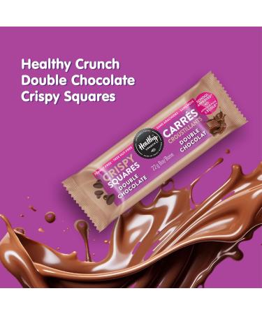 Healthy Crunch Rice Crispy Squares - Double Chocolate Flavor 6 Units x 132g Nut-Free Snacks for Adults and Kids - Perfect Rice Krispies Squares Snack Food - Ideal for Lunchboxes and On-the-Go Treats - Buy Online on GoSupps.com
