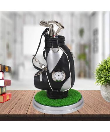 HKOO Golf Gift Golf Pens Holder, Golf Bag Holder with 3 Pieces Aluminum Pen Golf Bag Pencil Holder for Men Silver and Black /C