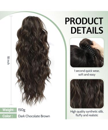 FINE PLUS 18 Curly Wave Claw Clip Ponytail Hair Extension - Dark Chocolate Brown - Buy Online on GoSupps.com