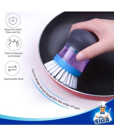 MR.SIGA Soap Dispensing Palm Brush Storage Set Kitchen Brush with Holder for Pot Pan Sink Cleaning 1 Set - Buy Online on GoSupps.com