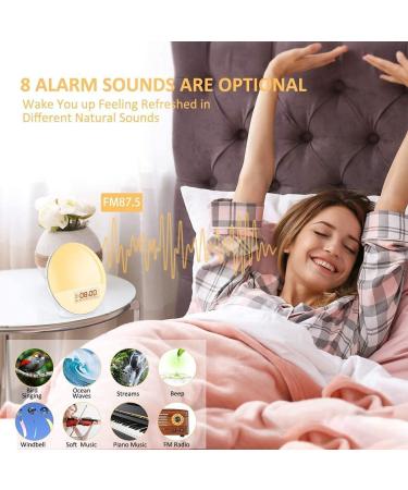 Cadrim Daylight Alarm Clock - Sunrise/Sunset Wake Up Light with FM Radio Dual Alarm & 7 Natural Sounds for Adults & Children White - Buy Online on GoSupps.com