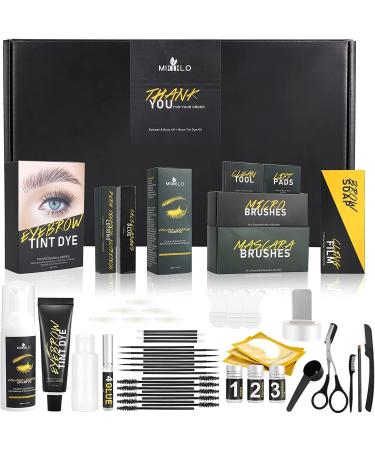  6 in 1  Brow Lamination Kit with Tint  Eyebrow Tint Dye & Eyebrow Lamination Kit with Professional Add-ons  Instant Fuller Thicker Eye Brow Tinter Kit for Home DIY Salon Use (Black)