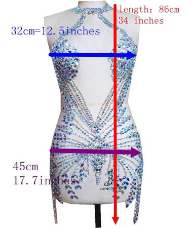 Handmade Full Body Rhinestone Applique on Nude Net - Clear AB Crystal Stones - Dress Patch - Buy Online on GoSupps.com