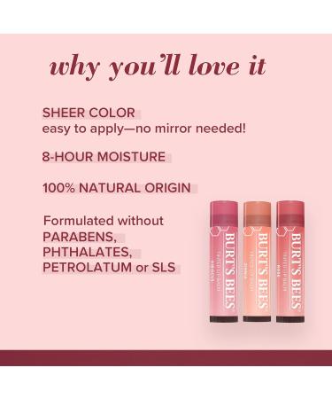 Burt's Bees Tinted Lip Balm Rose 100% Natural - 1 Tube (Packaging may vary) - Buy Online on GoSupps.com