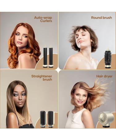 6-in-1 Hair Styler Hot Air Brush - 110 000 RPM Ionic Hair Dryer & Straightener for Fast Drying Curling and Volumizing - Professional Stone Gold - Buy Online on GoSupps.com