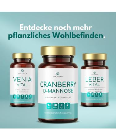 SOLVISAN Cranberry D-Mannose - Unique Echinacea & Vitamin C+D Formula - 60 Capsules for Urinary Health | International Shipping Available - Buy Online on GoSupps.com