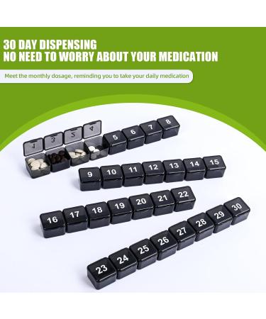 30 Day Pill Organizer - Large Squeeze to Open Pill Box | Portable Monthly Medicine & Vitamin Organizer (Black) for Travel - Buy Online on GoSupps.com
