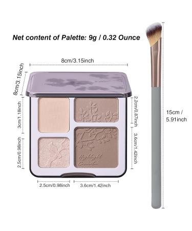 Cool Toned Face Highlighter Contour Palette | Long-lasting Shimmer & Matte Finish | Sculpting Pressed Powder Makeup with Brush Kit - Buy Online on GoSupps.com