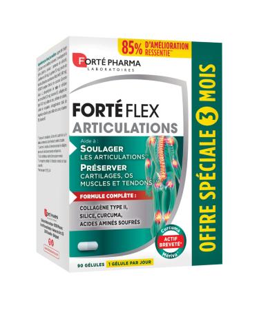 Forté Pharma - FortéFlex Joints - Joint Supplement - Collagen Type II, Turmeric, Vitamin C, Zinc - Bone Health, Tendons, Ligaments - 3 Month Size, 90 Capsules, 1/Day