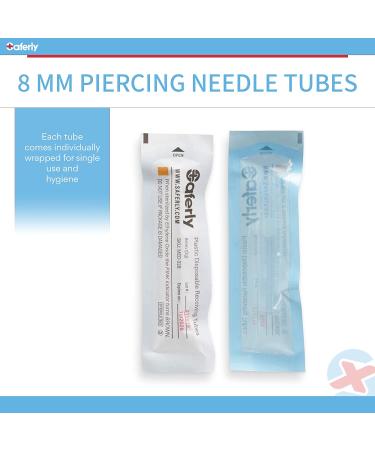 Saferly 8mm Plastic Piercing Needle Receiving Tubes - Box of 50 | Medical Grade Disposable Body Jewelry Supplies - Buy Online on GoSupps.com