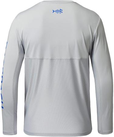 BASSDASH UPF 50+ Youth Fishing T-Shirt | Long Sleeve UV Protection Tee for Boys/Girls | Cool Grey/Vivid Blue | X-Large - Buy Online on GoSupps.com