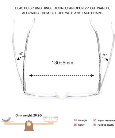 AMOMOMA TR90 Oversized Blue Light Reading Glasses Women | Stylish Square Cat Eye AM6031 0c2.clear 2.5x - Buy Online on GoSupps.com