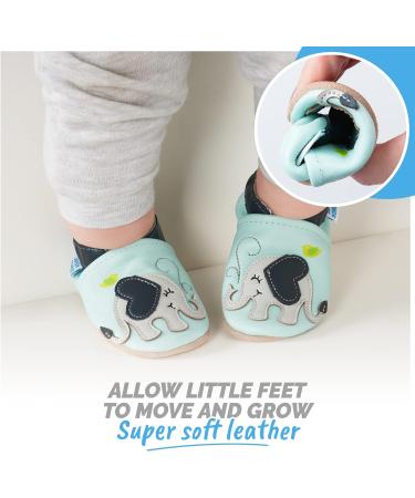 Blue Elephant Baby Shoes | Soft Sole Leather Toddler Shoes 0-6 Months | Baby Boy & Girl Walking Shoes - Buy Online on GoSupps.com