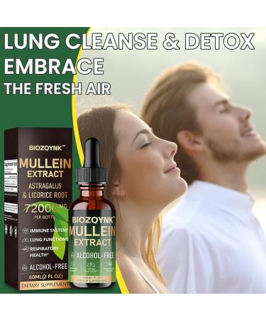 BIOZQYNK Mullein Drops Lung Cleanse - Leaf Extract - Powerful Mullein for Immune Support Detox & Respiratory Support- Lung Cleanse for Smokers Vegan Alcohol-Free (2 fl oz) - Buy Online on GoSupps.com